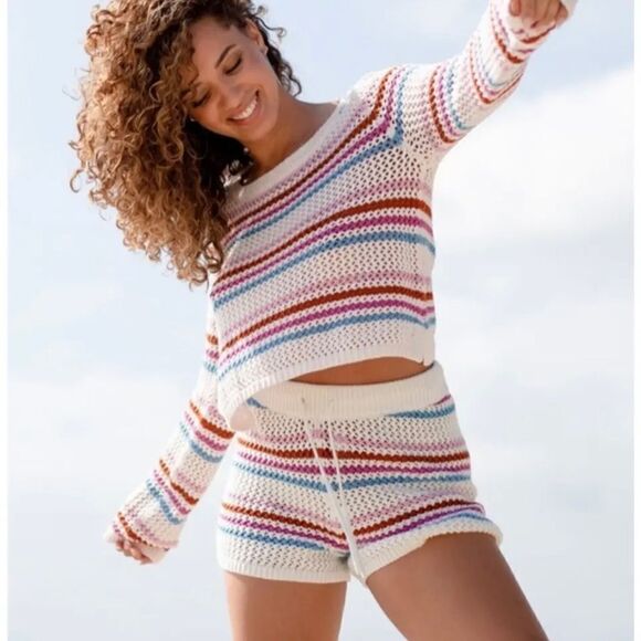 L*Space On The Horizon Shorts In Sea Island Stripe Size M NWT - Picture 4 of 6